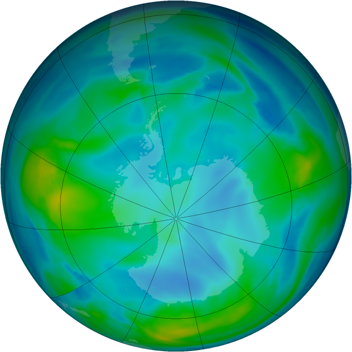 Antarctic ozone map for 24 May 2007